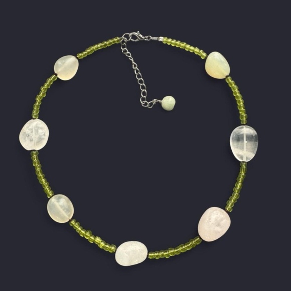 Pistachio Stone Bead Necklace